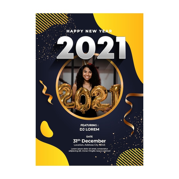 Plantilla de cartel de año nuevo 2021