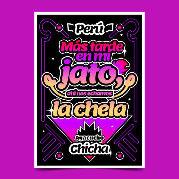 Vector gratuito plantilla de cartel de arte chicha dibujado a mano