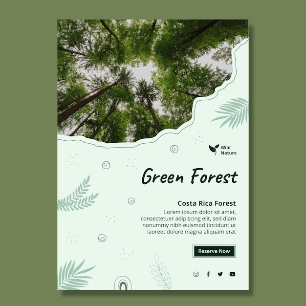 Vector gratuito plantilla de cartel de bosque verde