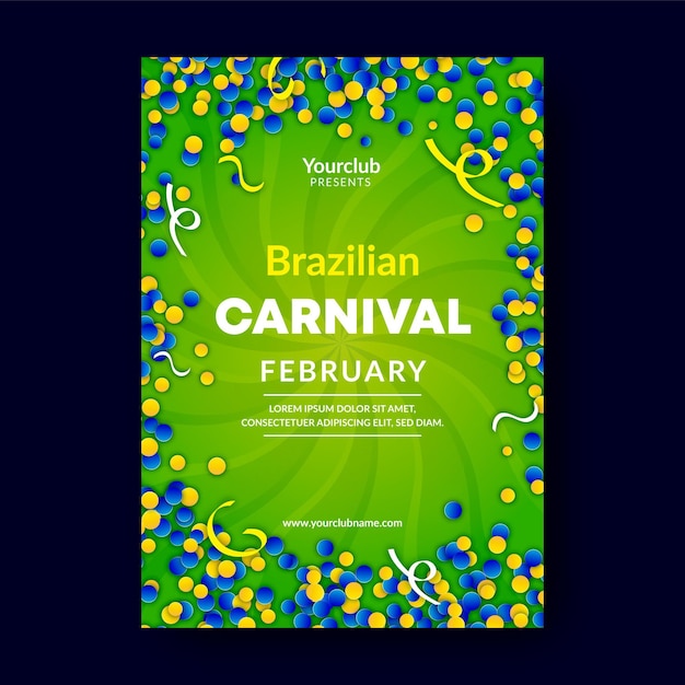 Plantilla de cartel de carnaval brasileño realista