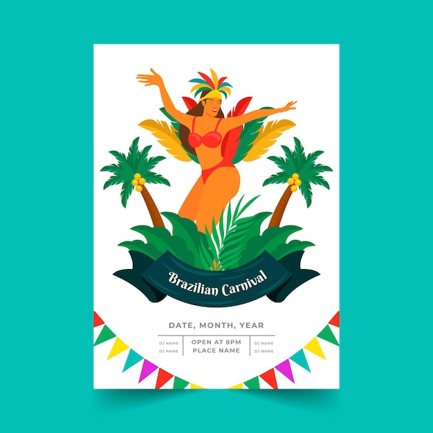 Vector gratuito plantilla de cartel de carnaval brasileño