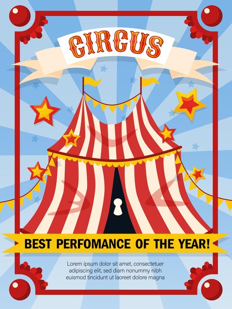 Plantilla de cartel de circo con estilo vintage y cabina grande con texto editable