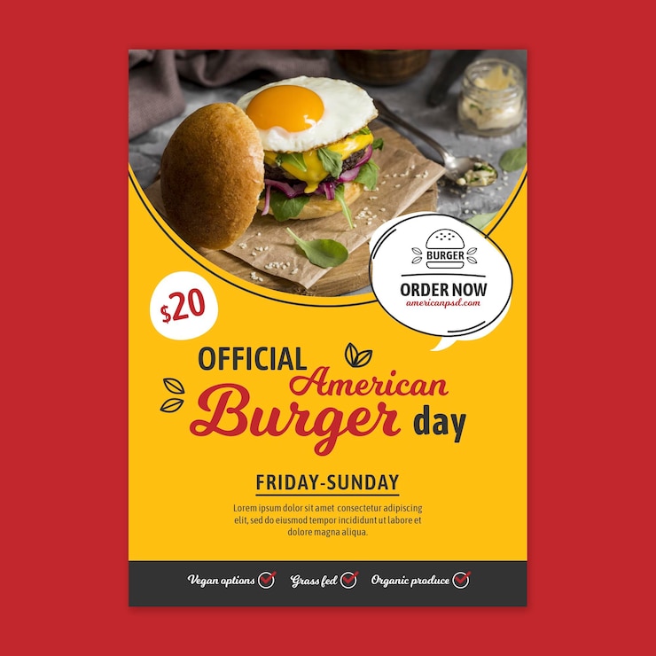 Vector gratuito plantilla de cartel de comida americana