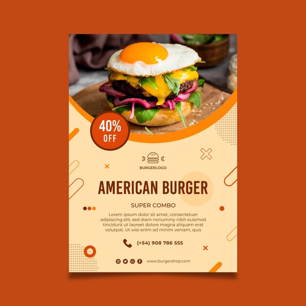 Plantilla de cartel de comida americana