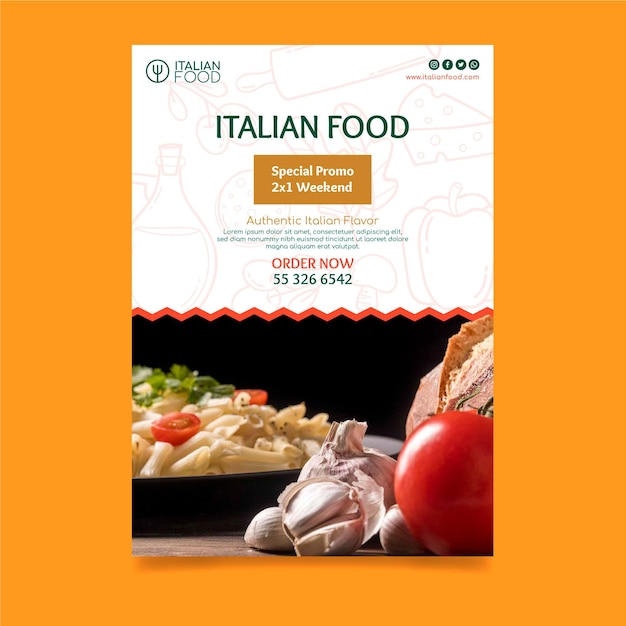 Vector gratuito plantilla de cartel de comida italiana