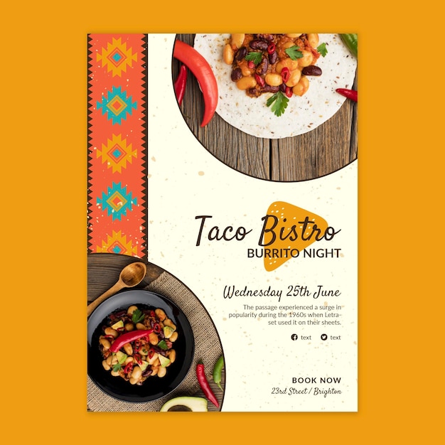 Vector gratuito plantilla de cartel de comida mexicana deliciosa