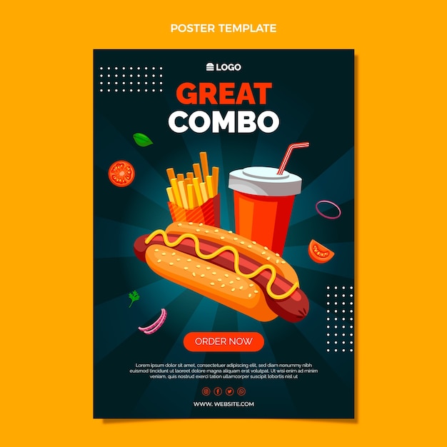 Vector gratuito plantilla de cartel de comida rápida de diseño plano