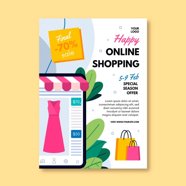 Plantilla de cartel de compras online