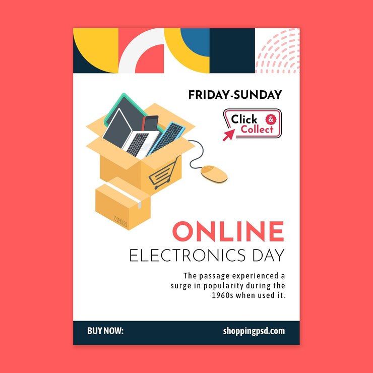 Vector gratuito plantilla de cartel de compras online
