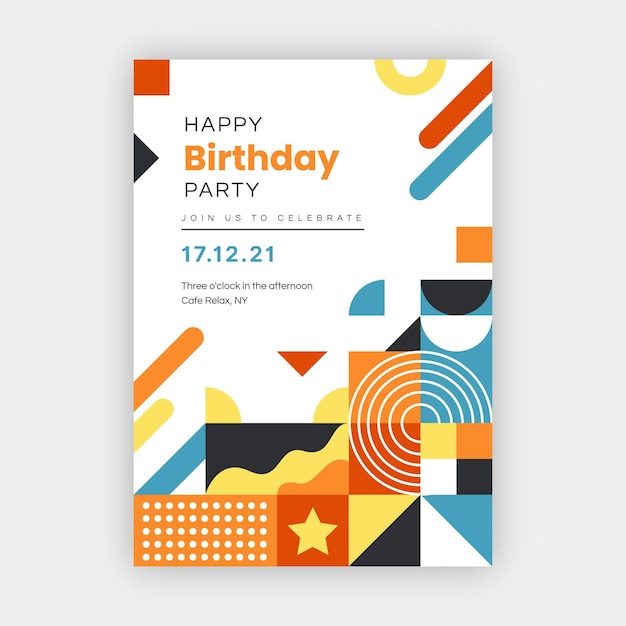 Plantilla de cartel de cumpleaños de mosaico plano
