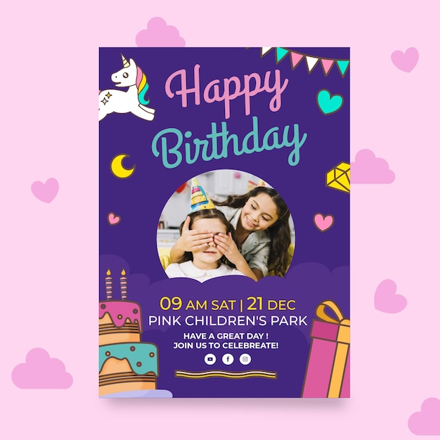 Vector gratuito plantilla de cartel de cumpleaños