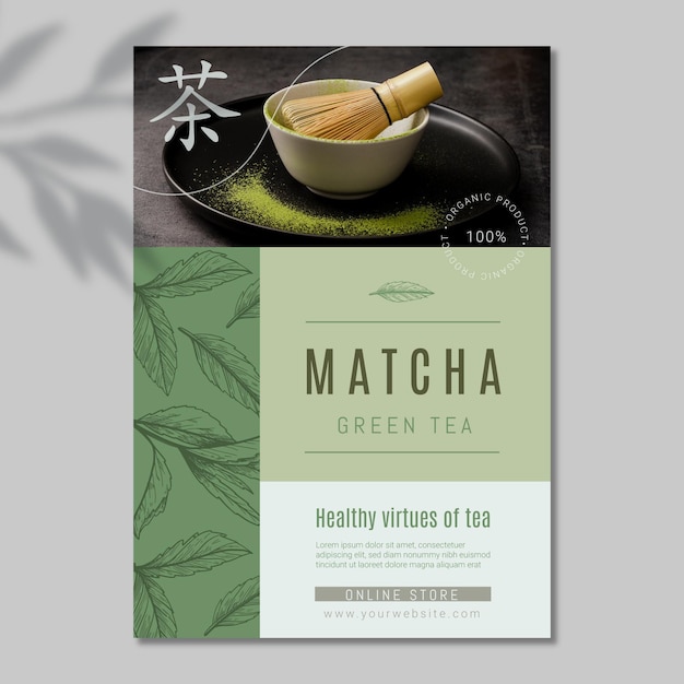 Plantilla de cartel de delicioso té matcha