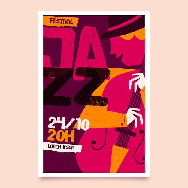 Plantilla de cartel del día internacional del jazz dibujado a mano