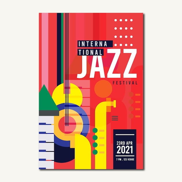 Vector gratuito plantilla de cartel del día internacional del jazz dibujado a mano