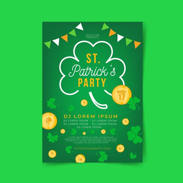 Plantilla de cartel de día de San Patricio de diseño plano