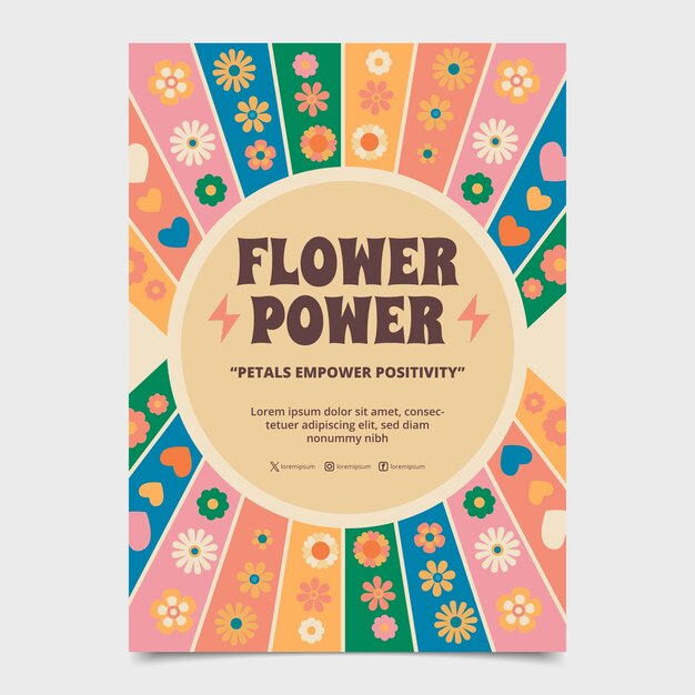plantilla de cartel de diseño plano de energía floral