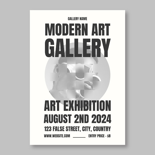 Vector gratuito plantilla de cartel de exposición de una simple galería de arte moderno monocolor
