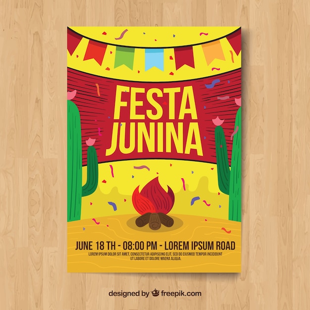 Vector gratuito plantilla de cartel para festa junina