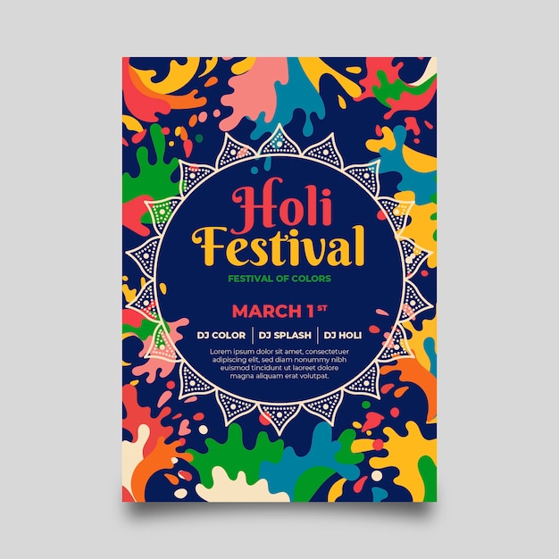 Vector gratuito plantilla de cartel del festival holi