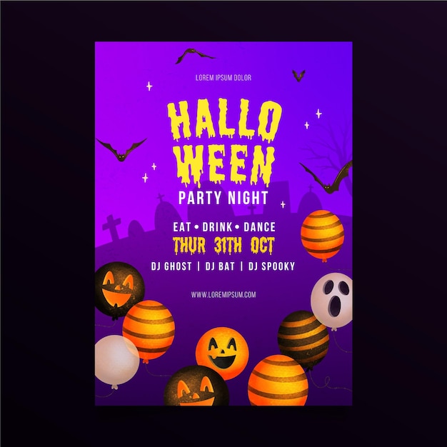 Vector gratuito plantilla de cartel de fiesta de halloween en acuarela