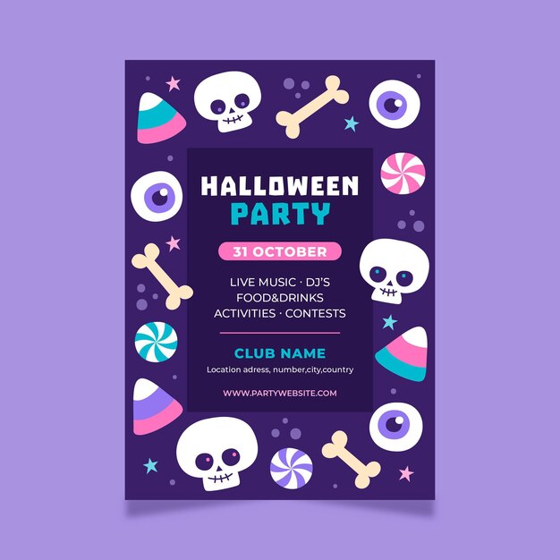 Plantilla de cartel de fiesta de halloween dibujada a mano