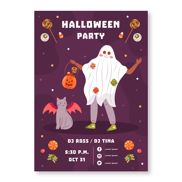 Vector gratuito plantilla de cartel de fiesta de halloween dibujado a mano