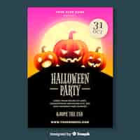Vector gratuito plantilla de cartel de fiesta de halloween realista