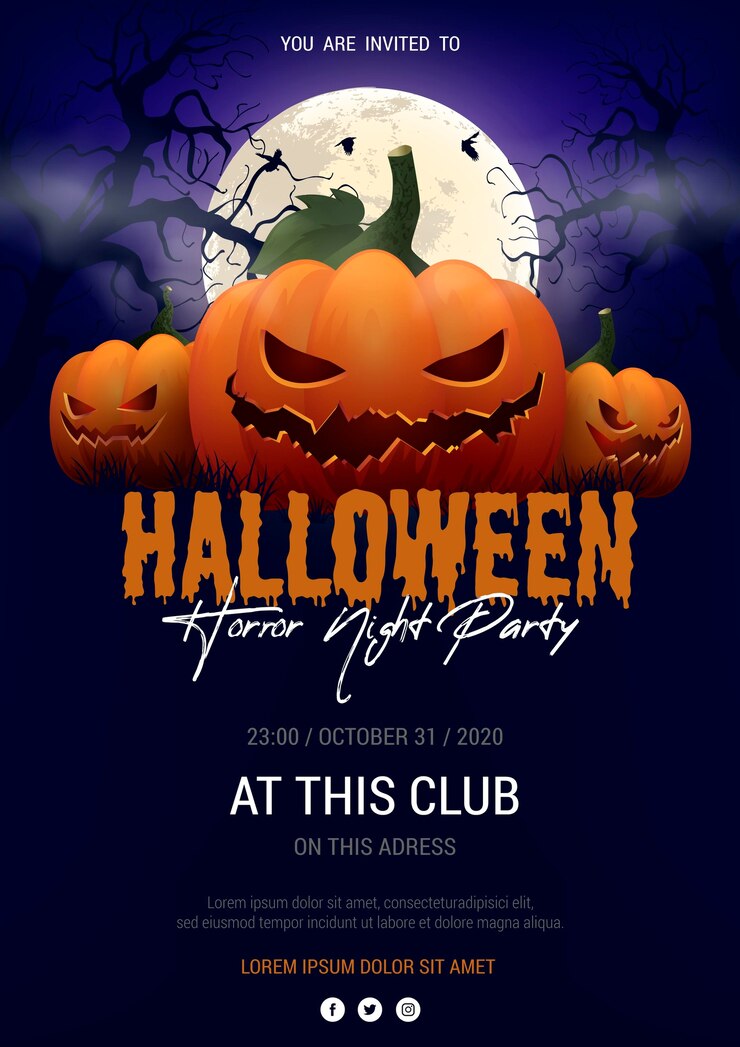 Vector gratuito plantilla de cartel de fiesta de halloween realista