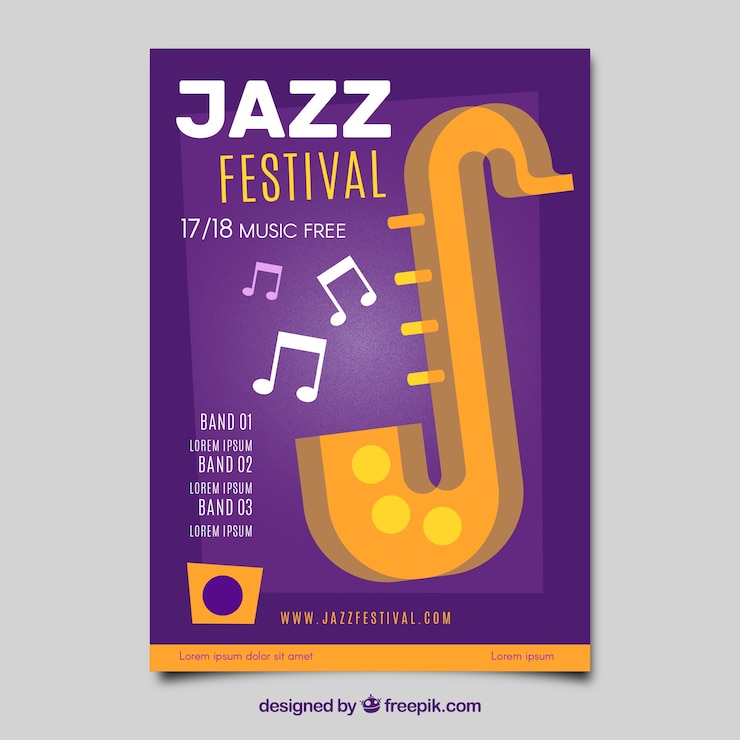 Vector gratuito plantilla de cartel de fiesta de música jazz