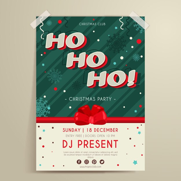 Plantilla de cartel de fiesta de navidad dibujada a mano