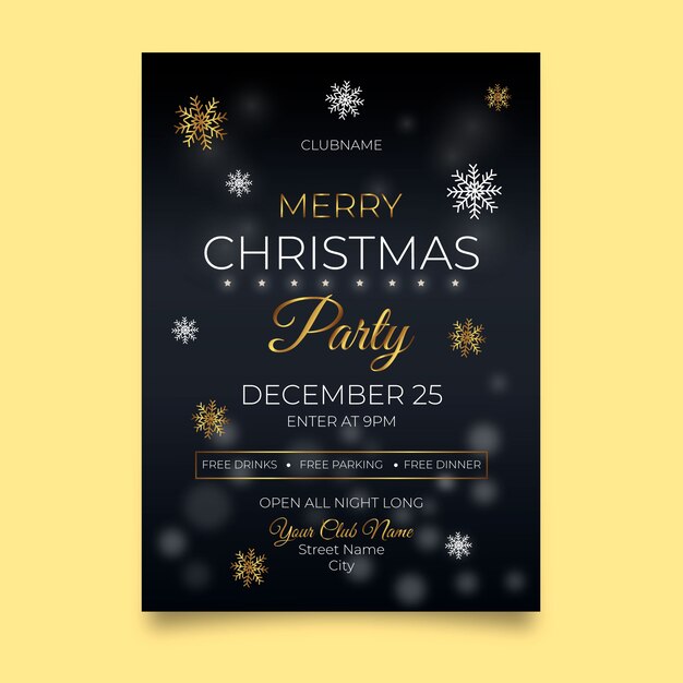 Plantilla de cartel de fiesta de navidad de diseño plano