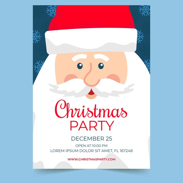 Plantilla de cartel de fiesta de navidad de diseño plano