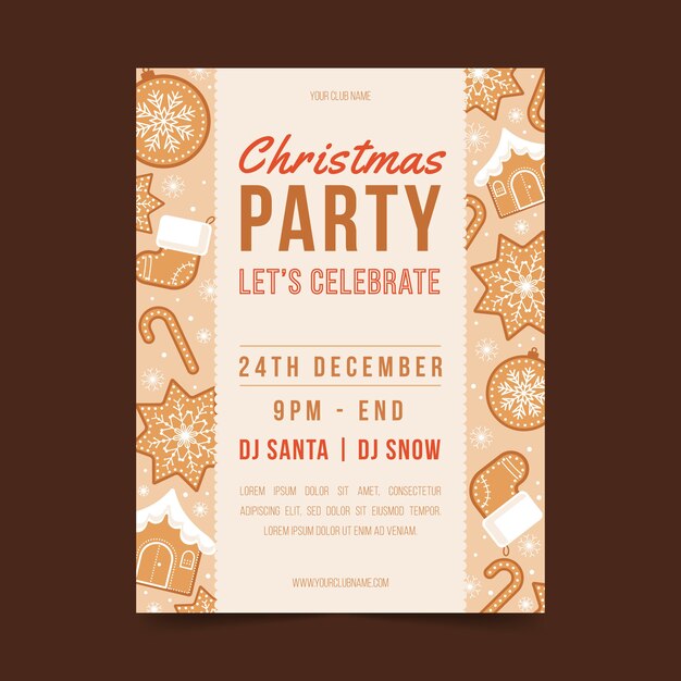 Plantilla de cartel de fiesta de navidad de diseño plano