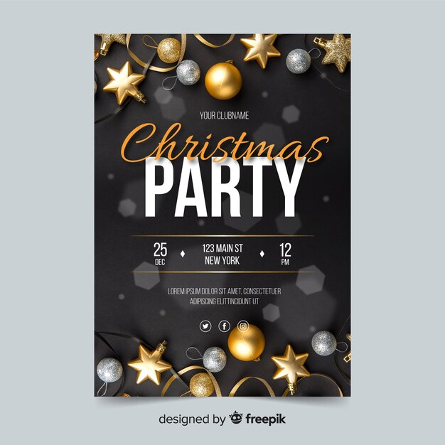 plantilla de cartel de fiesta de Navidad con foto