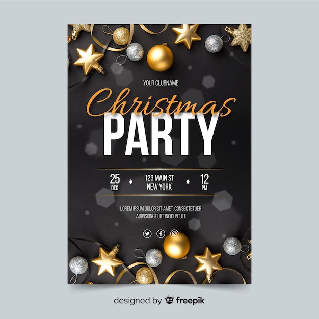 plantilla de cartel de fiesta de Navidad con foto