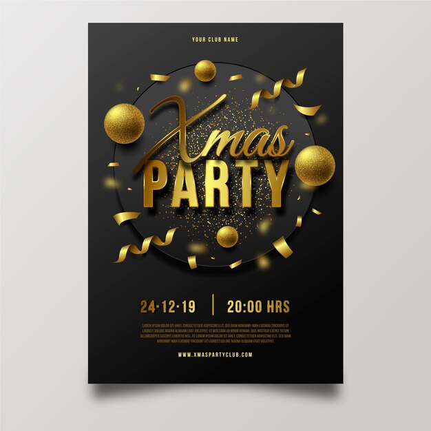 Plantilla de cartel de fiesta de navidad realista