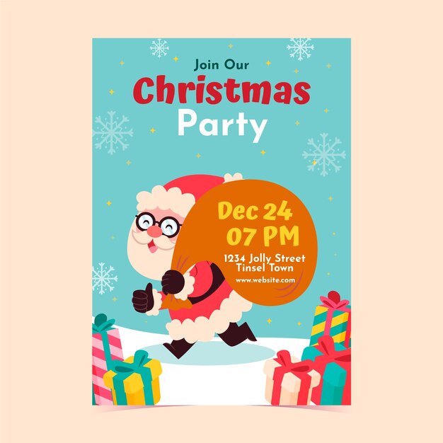 Plantilla de cartel de fiesta de navidad realista