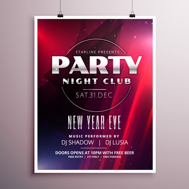 Plantilla de cartel para fiesta de nochevieja