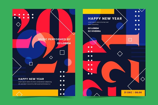 Plantilla de cartel de fiesta tipográfico abstracto año nuevo 2021