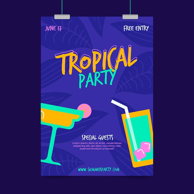 Vector gratuito plantilla de cartel de fiesta tropical