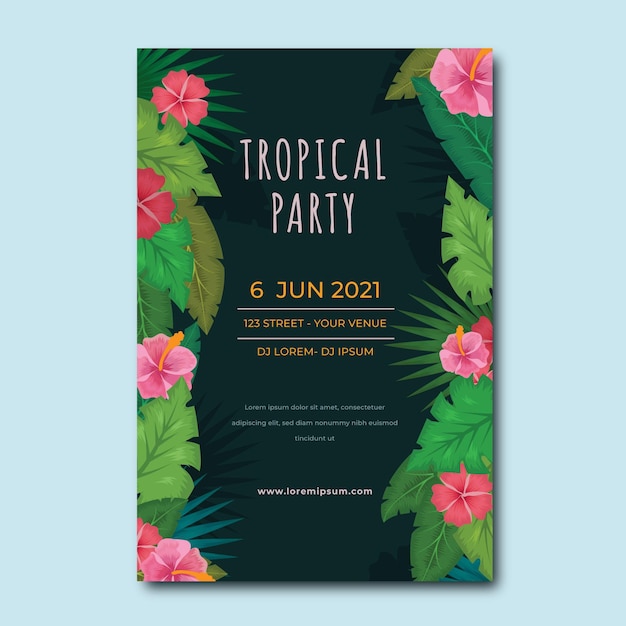 Plantilla de cartel de fiesta tropical