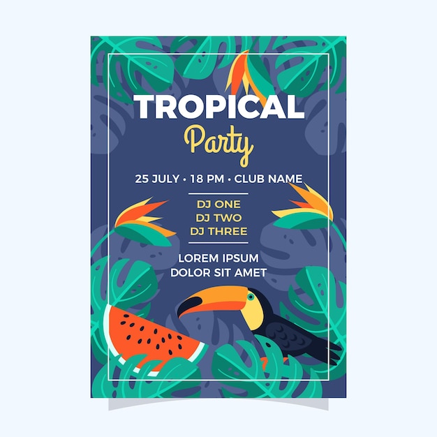 Vector gratuito plantilla de cartel de fiesta tropical