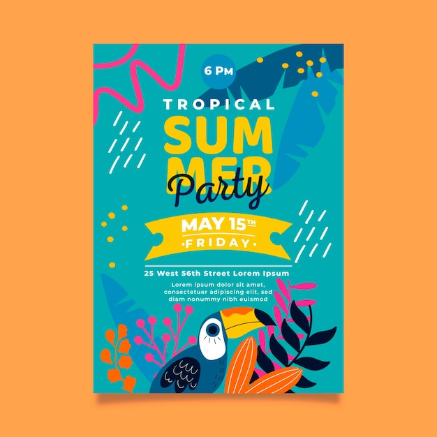 Plantilla de cartel de fiesta tropical