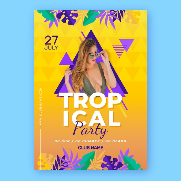 Plantilla de cartel de fiesta tropical