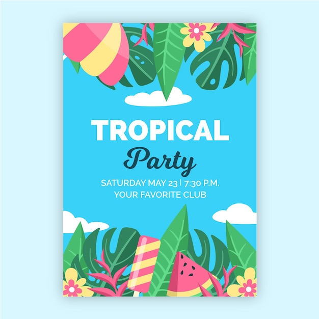 Vector gratuito plantilla de cartel de fiesta tropical