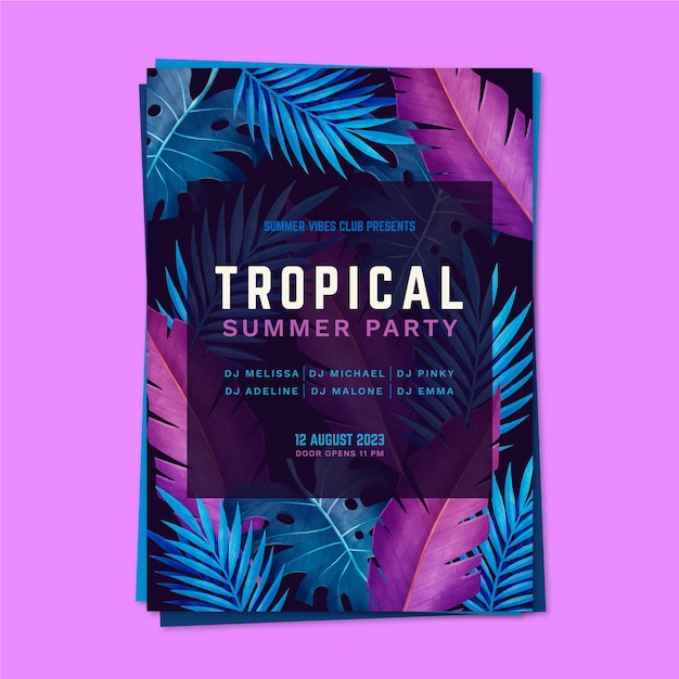 Plantilla de cartel de fiesta tropical