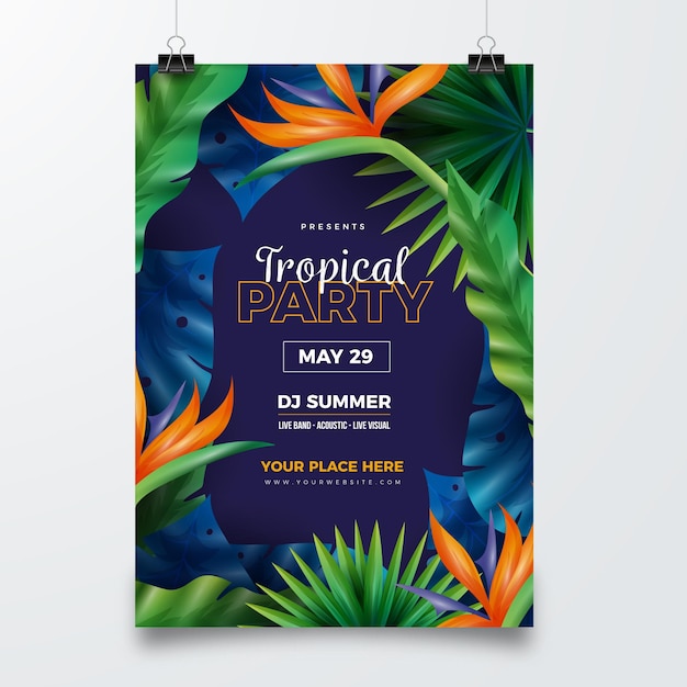 Vector gratuito plantilla de cartel de fiesta tropical