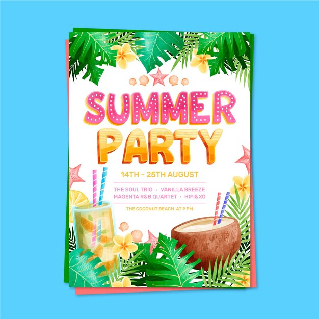 Plantilla de cartel de fiesta de verano de letras