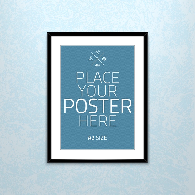 Vector gratuito plantilla de cartel de una hoja de papel en blanco en marco