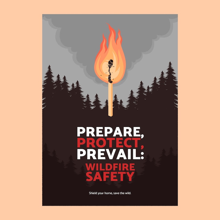 Vector gratuito plantilla de cartel de incendio forestal dibujado a mano